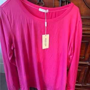 Vibrant Pink Long Sleeve Top and Matching Bottoms Pajamas